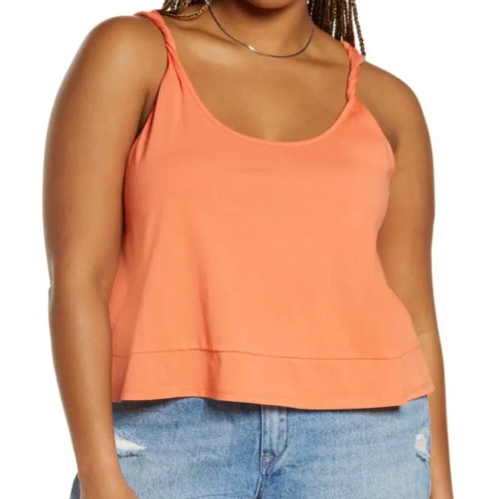 BP. Twist Strap Tank in Orange, Size 2XL
